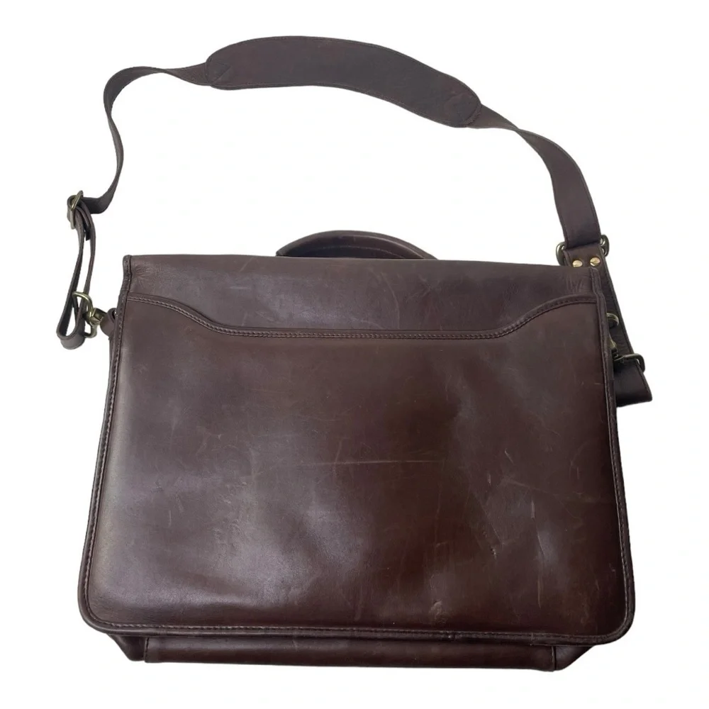 Ellington Leather Goods Brown Leather Briefcase With Shoulder Strap
